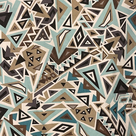 Tafford Tan Teal Aztec Print Scrub Top Medium Cotton/Poly Blend - Picture 3 of 7